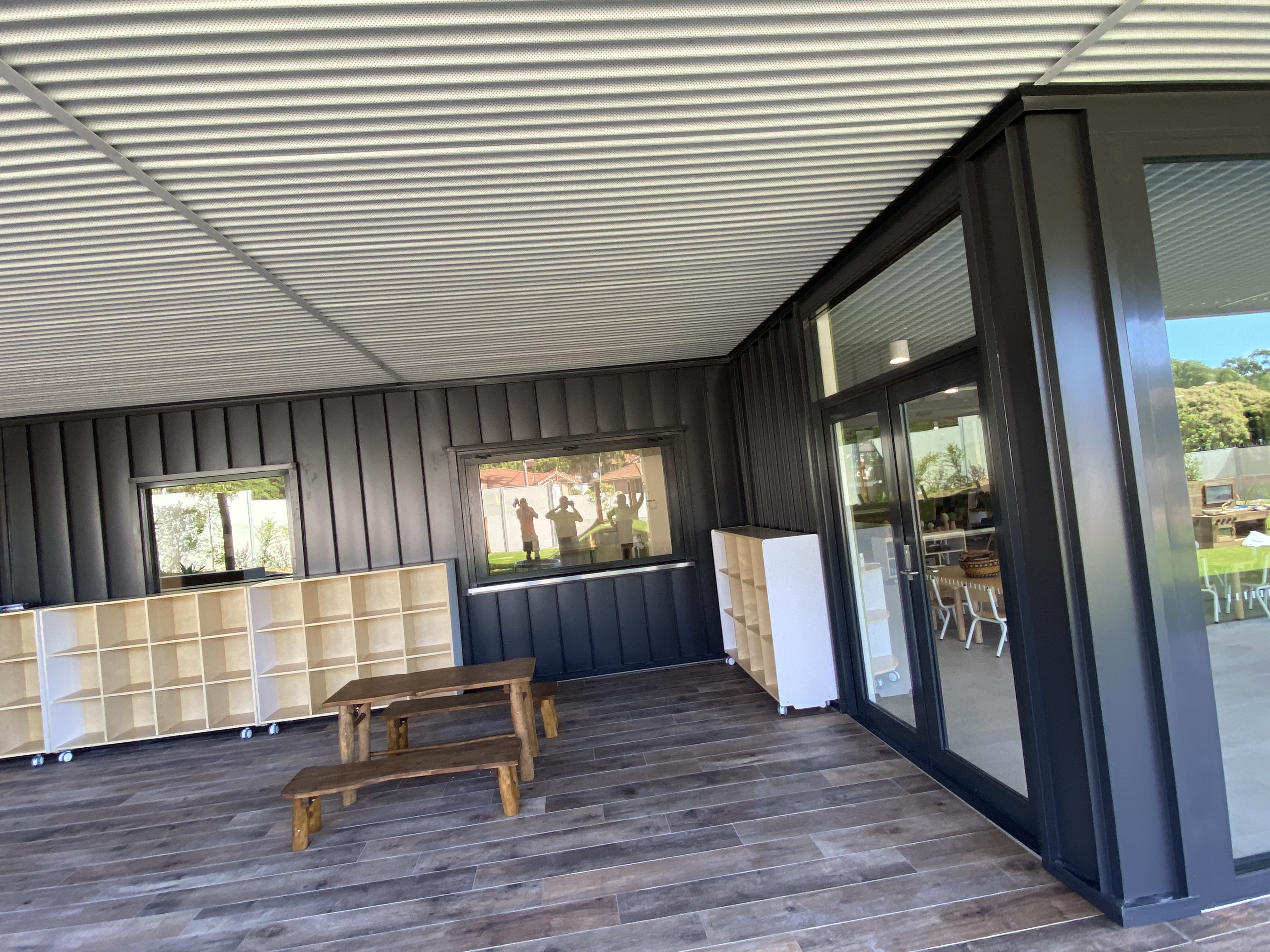 Nail Strip wall cladding and Perforated Ceiling installation